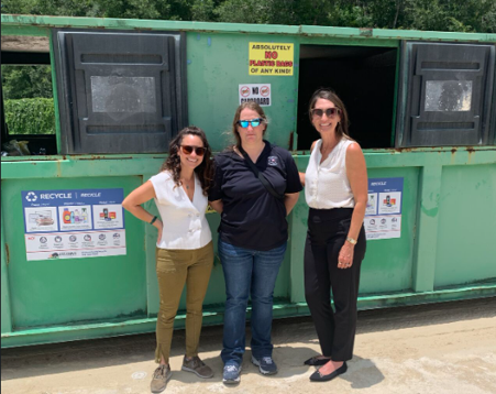 Elizabeth DeWitt (Right), President and CEO of Florida Beverage Association, tours the recycling  drop off site in Levy County, Florida.